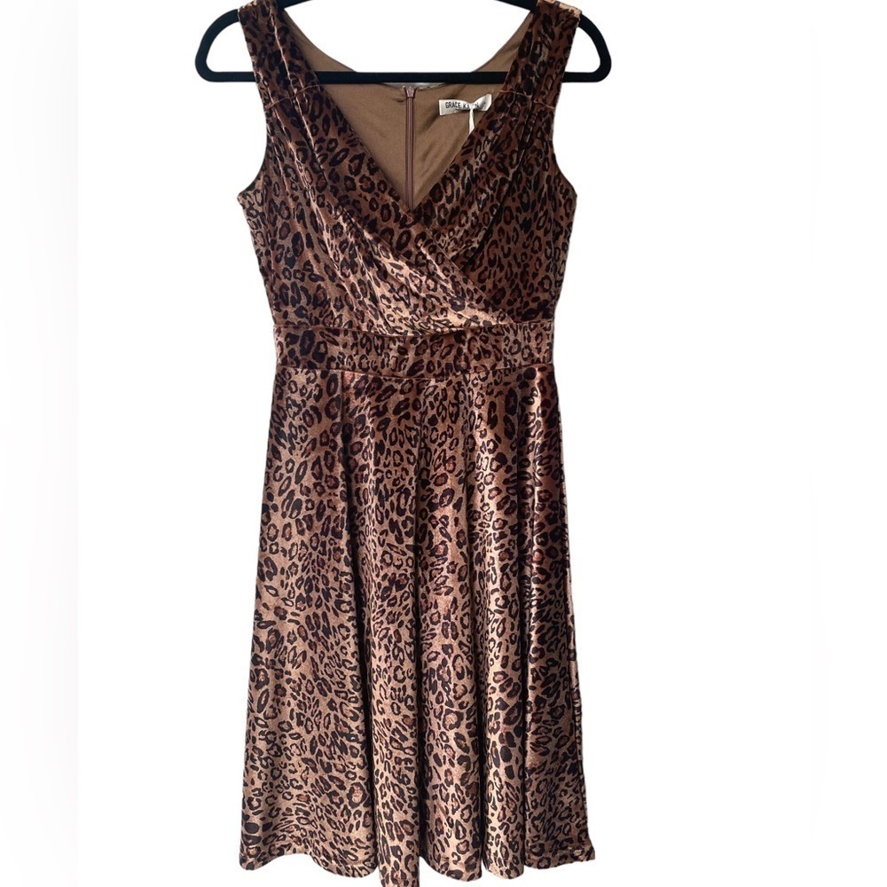 Grace Karin Leopard Print Velvet Mini Dress